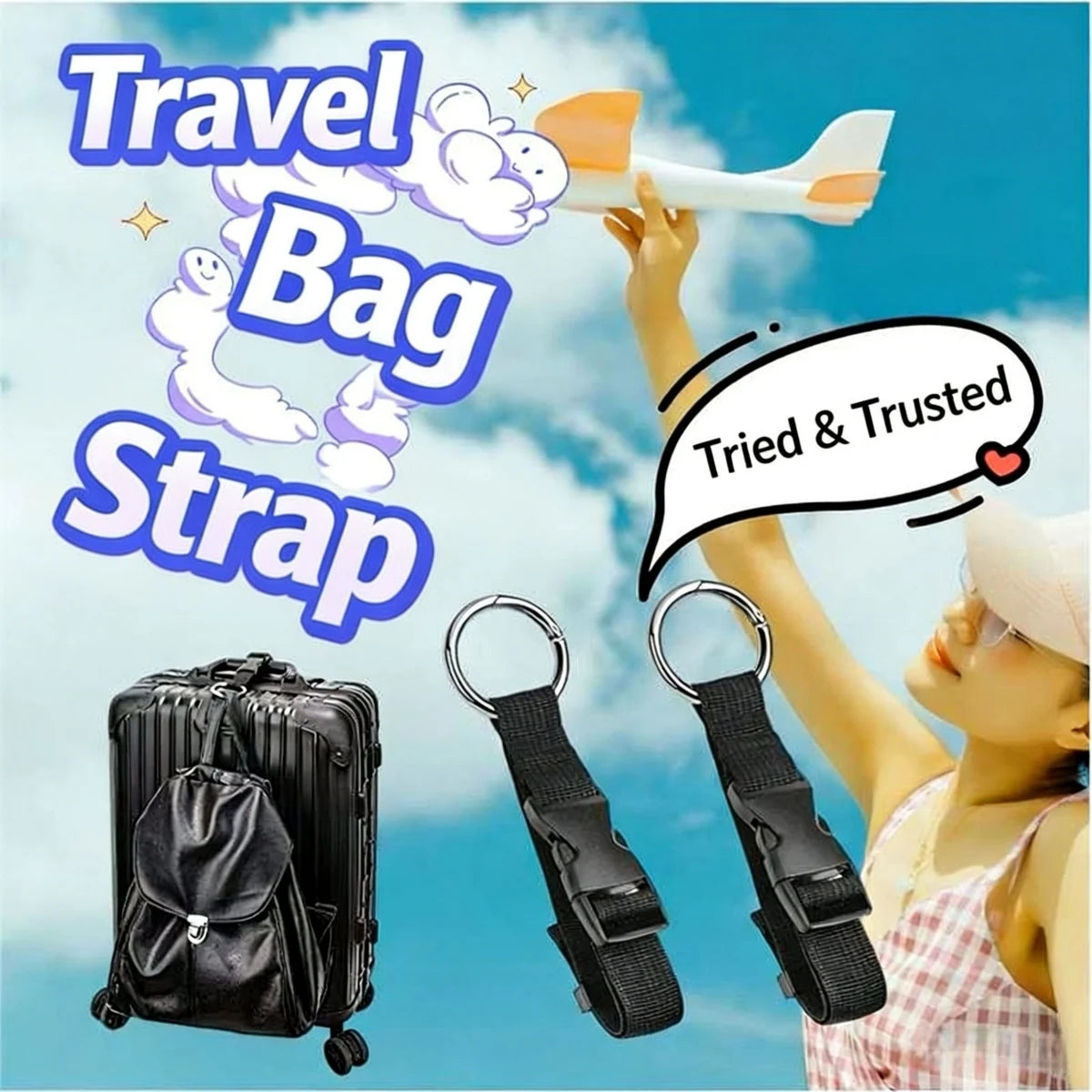 Travel Luggage Fixed Strap Backpack External Strap Portable Strap With Release Buckle Add-A-Bag Luggage Strap Belt Jacket Holder