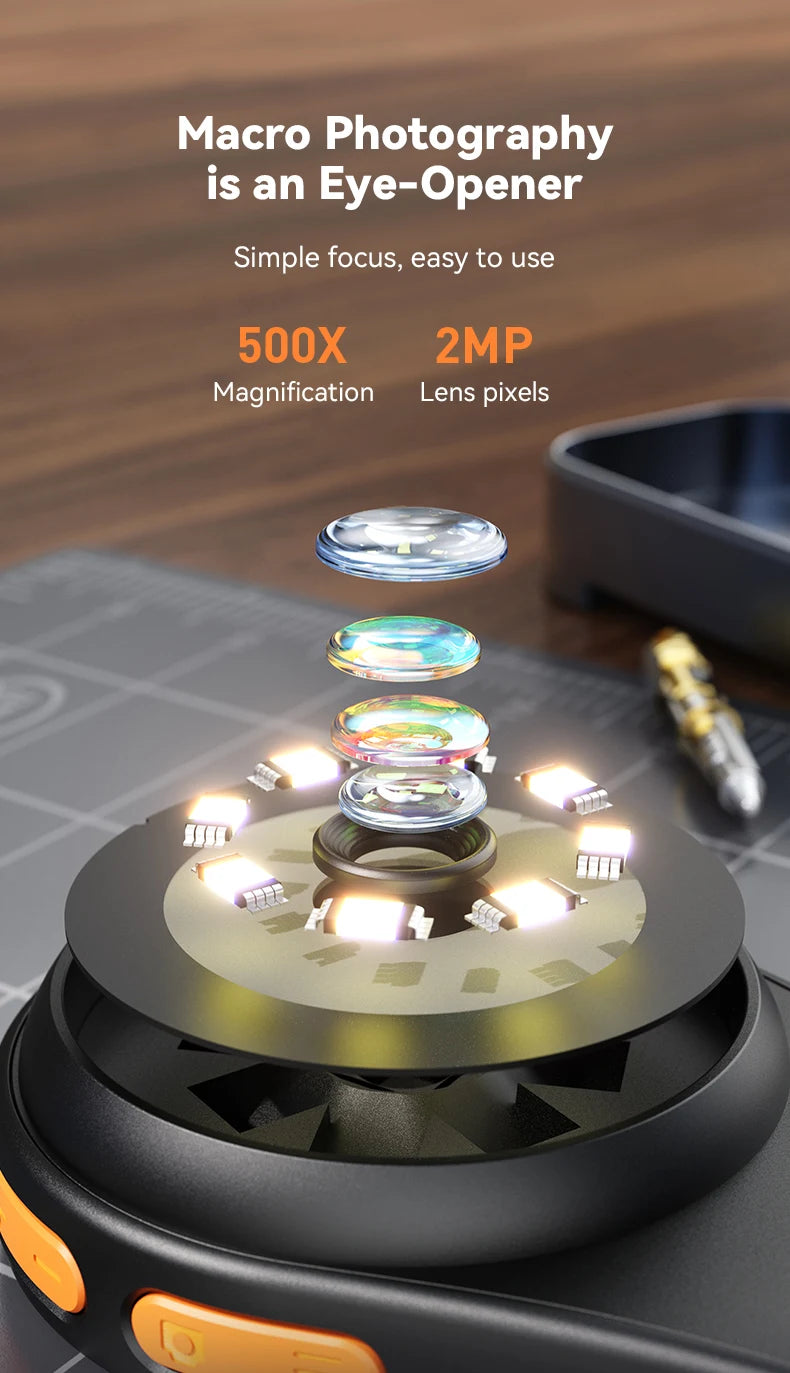 2.0inch 500X Digital Microscope 1080P Video Coin Microscopio with Magnifying Glass Wiht 8Leds for Electronics Repair Windows/Mac - Shoppiline