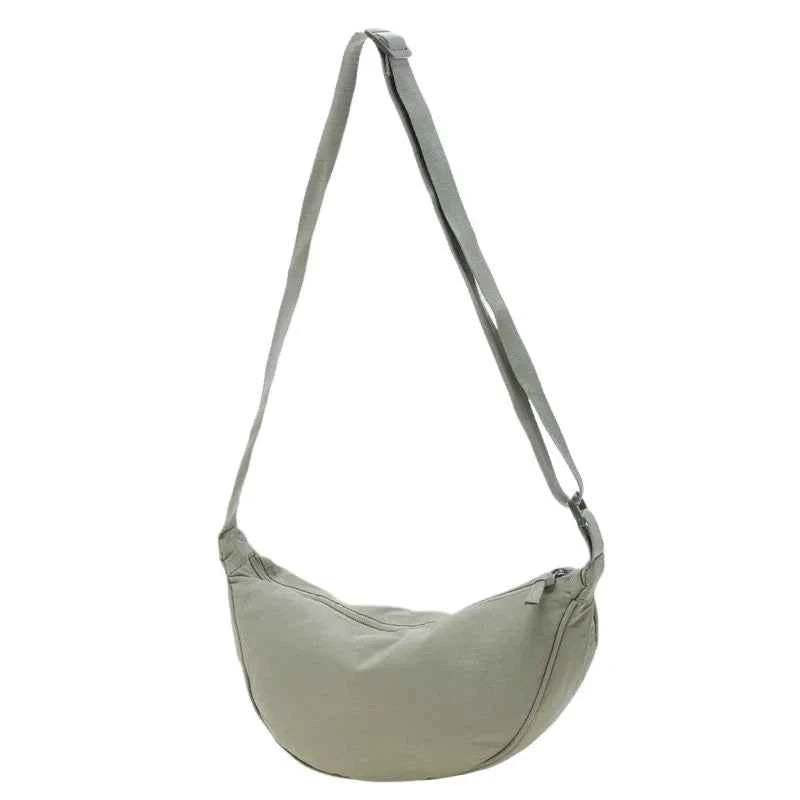 Men and Women Solid Color Chest Bag for Large Capacity Travel Crossbody Female Half Moon Bag Daily Cotton Filled Shoulder Bag