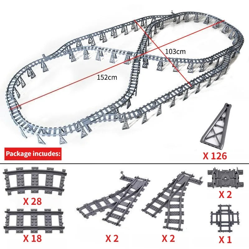 Building Block Track Elevated Bridge Double-layer Crossed Straight Rail Curved Rail Soft Rail Support Accessories Assembly Toy