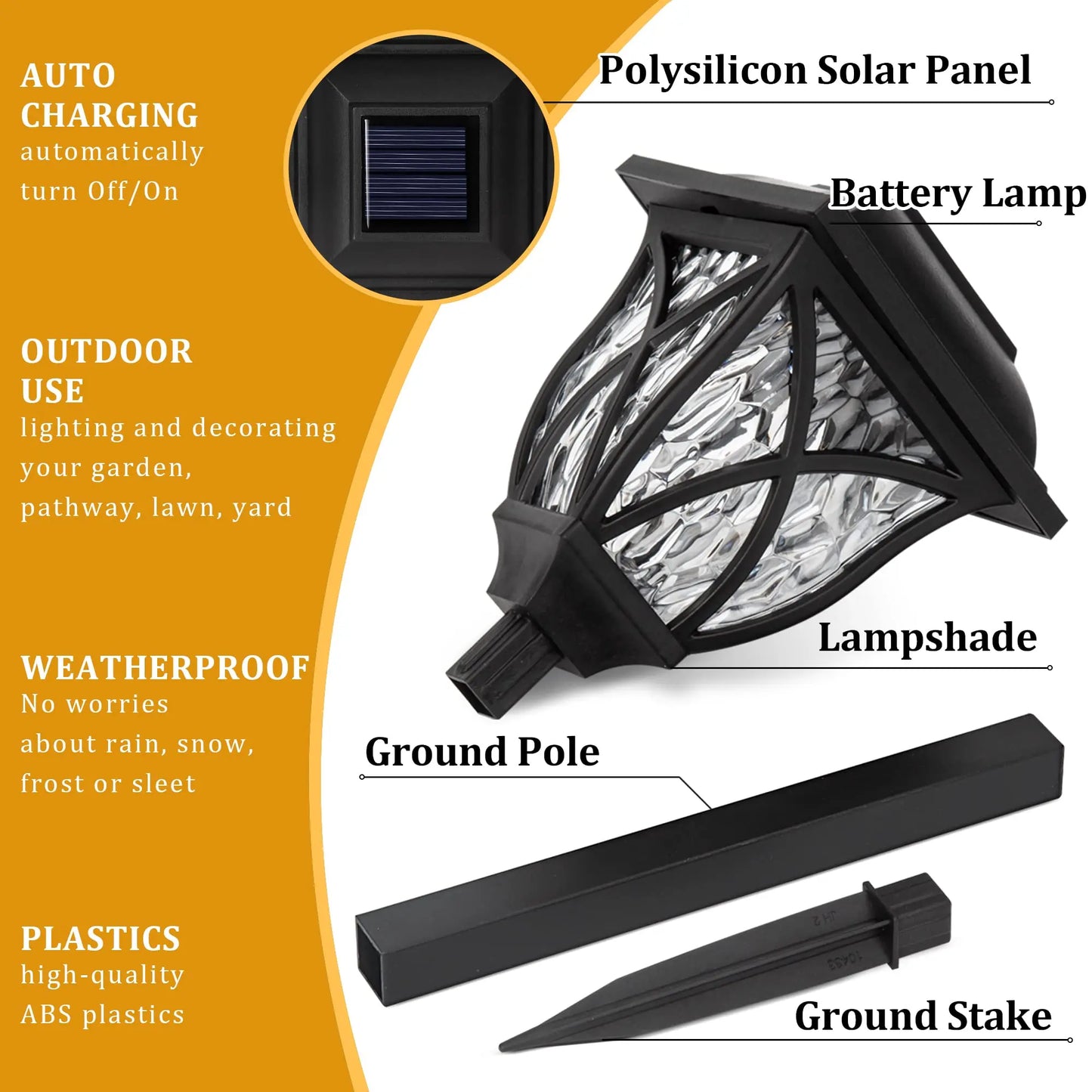 Led Solar Lawn Lights Outdoor Lamp Waterproof Warm Light Garden Courtyard for Walkway Path Villa Landscape Lights