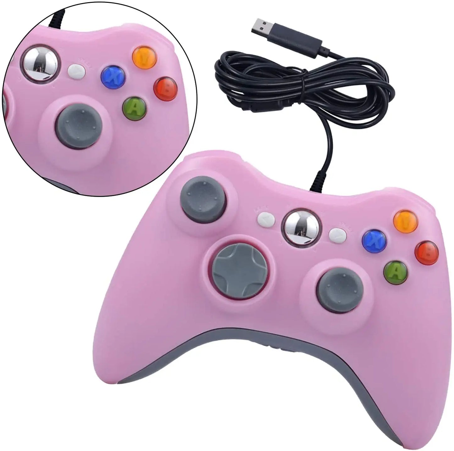 Wired Game Controller for Xbox 360 with Dual-Vibration,Compatible with Xbox 360/360 Slim&PC Windows 7,8,10,11