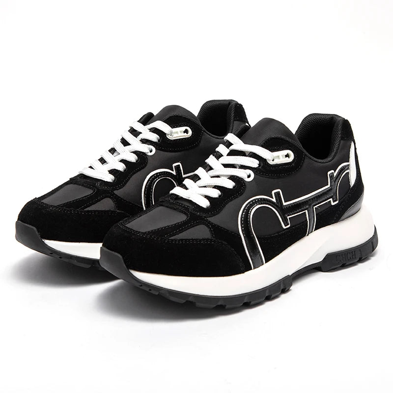 CHCH Women Tennis Shoes New Leather Splicing Student Sports Shoes