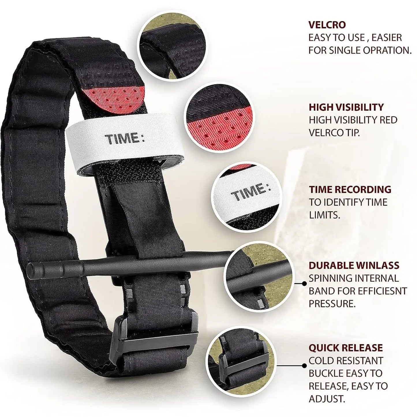 Tactical Tourniquet Emergency Emergency Strap Single Handed Medical First Aid Equipment for Hiking Camping Travel Outdoor Sports