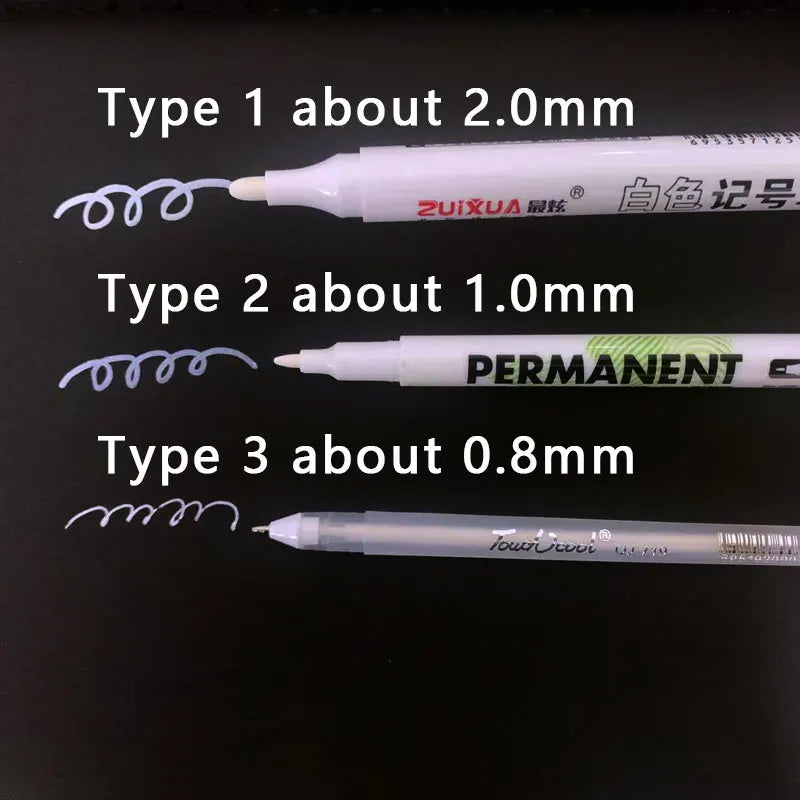 1/3/5 Marqueurs Blancs Pointe Fine 2.0mm, Stylo Gel Blanc Gras Étanche, Marqueurs de Croquis Graffitis DIY, Papeterie, Fournitures Scolaires