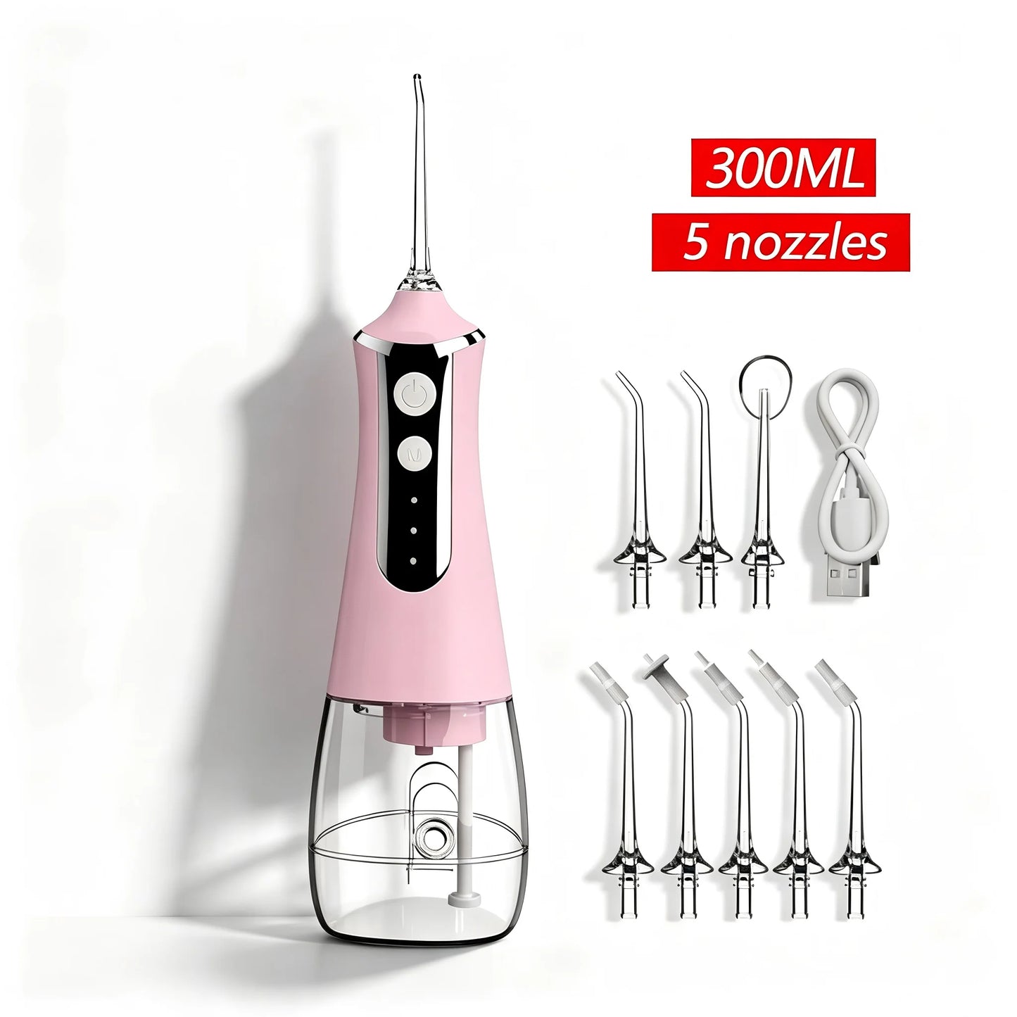HOMEFISH Oral Irrigator Portable Dental Water Flosser USB Rechargeable Water Jet Floss Tooth Pick Jet Tip Modes Waterproof