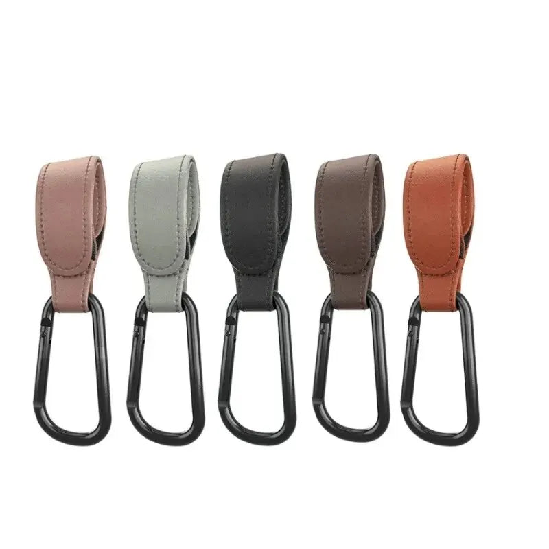 2Pcs Leather Cart Hooks Baby Stroller Hook PU Adjustable Pram Hook Organizer Diaper Bag Hanger Children Travel Accessories