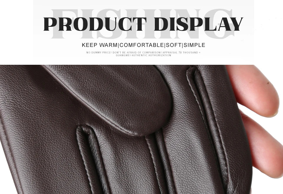 Women's sheepskin gloves winter warm plus velvet short thin touch screen driving color women's leather gloves good quality -2226