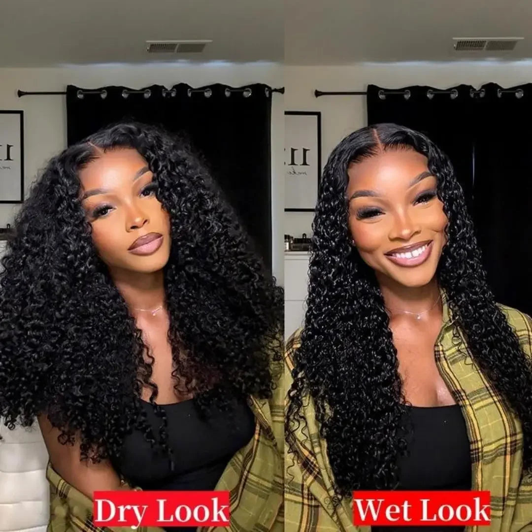 13x6 Glueless 250 Dichte Brasilianische Deep Wave Gelockte HD Lace Frontal Echthaarperücke für Frauen Vorgezupft Beste Haar Wasser Perücke