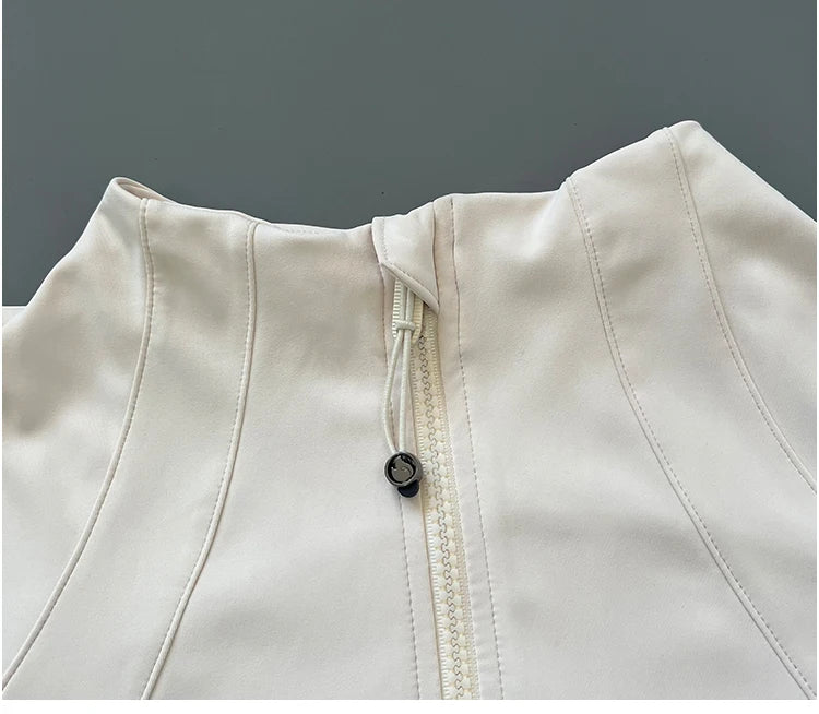 Veste de Fitness à Col Montant Séchage Rapide pour Femme, Coupe Cintrée, Fermeture Éclair, Vêtement de Yoga, Manches Longues, Respirant, Course à Pied, Sport, Cyclisme