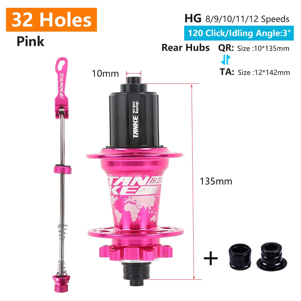 TANKE MTB 120 Click Hub 6 Bearing Bike Front Rear 28 32 36 Holes Disc Brake QR Bicycle mass thunder Noisy Cube 6 Pawl Hubs TH390