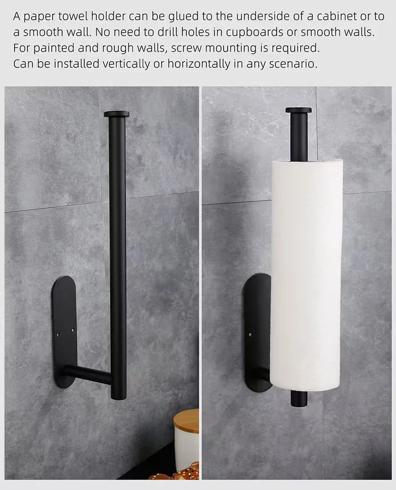 Kitchen Paper Towel Holder Adhesive Tissue Hanger Toilet Roll Paper Dispenser Cabinet Storage Napkin Rack Bathroom Accessories - Shoppiline