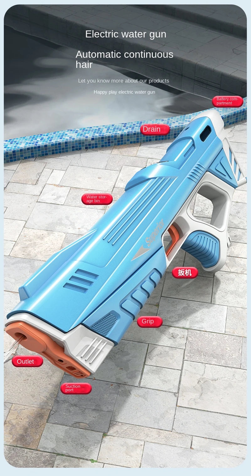 Full  Automatic Electric Water Gun Toys 43cm Portable Children Adult Summer Beach Outdoor Fight Fantasy Toys for Boys Kids Game