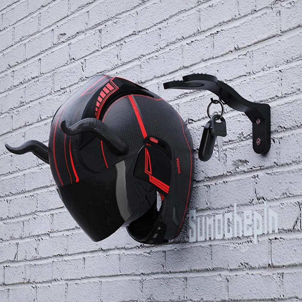 Motorcycle Helmet Hook Racks Kitchen Cabinet Shelf Wall Mount Hook Multipurpose Display Hanger Stand Wall-Mounted Storage Holder