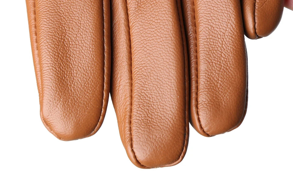Women's sheepskin gloves winter warm plus velvet short thin touch screen driving color women's leather gloves good quality -2226
