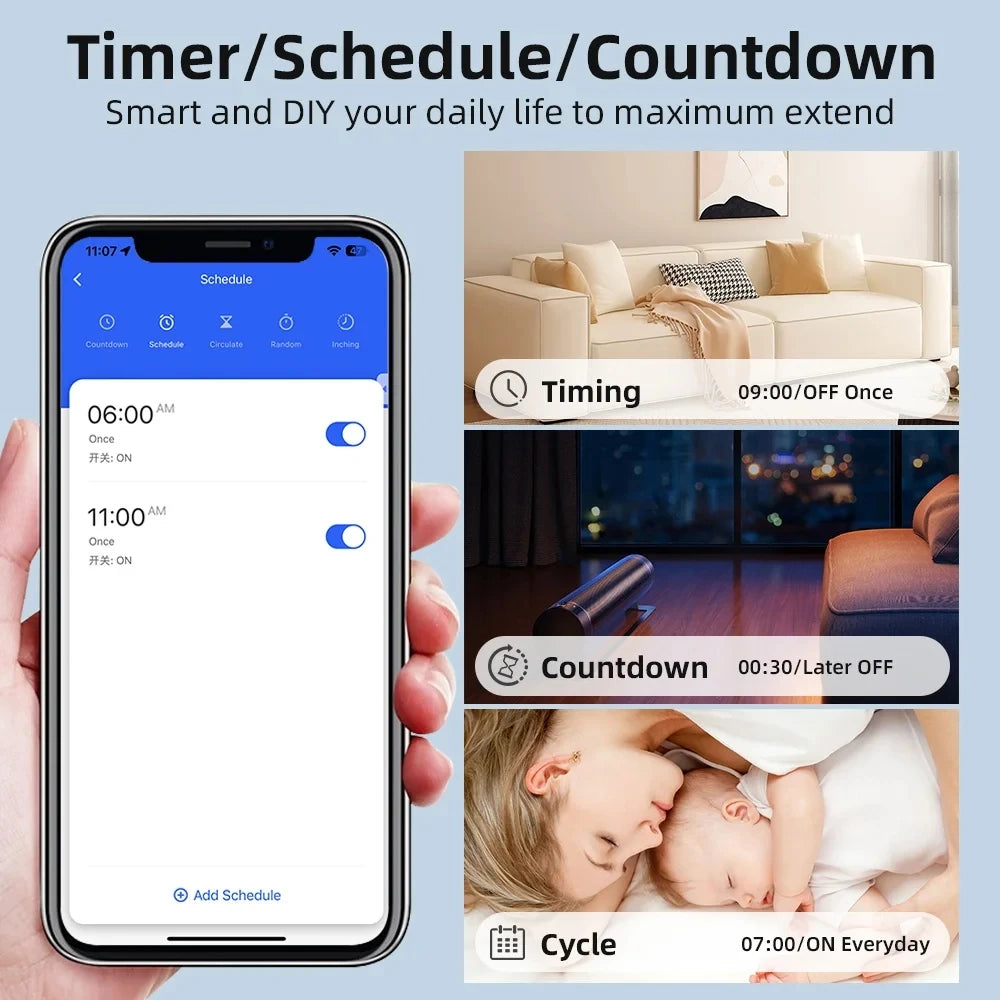16A Tuya minin Wifi Smart Switch Smart Home Light Switches Module 2 Way Control Work with Tuya Smart Life Alexa Google Home
