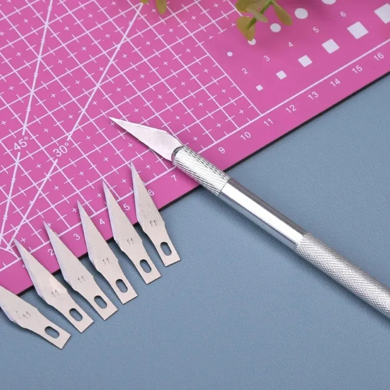 Engraving Cutter with Blade Metal Handle, Craft Carving, Sculpture Paper, Non-Slip Knife, DIY Repair, Leather Tools