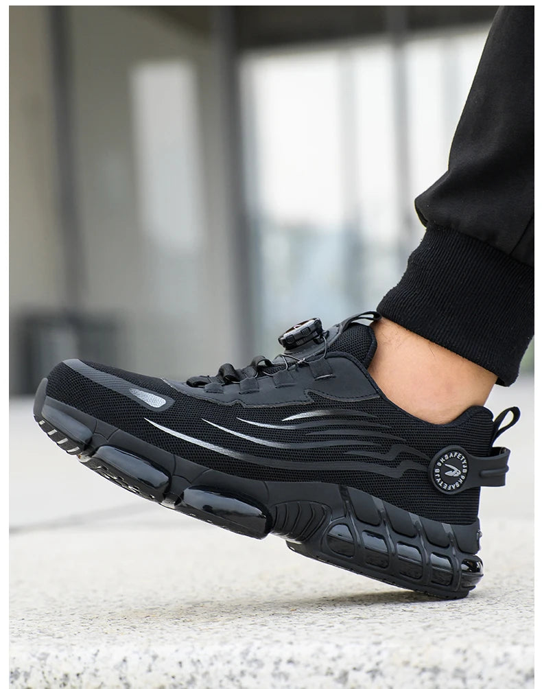 Rotary Buckle Work Safety Shoes For Men and Women Air Soft Sole Lightweight Protective Work Sneakers Men Breathable Boots - Shoppiline