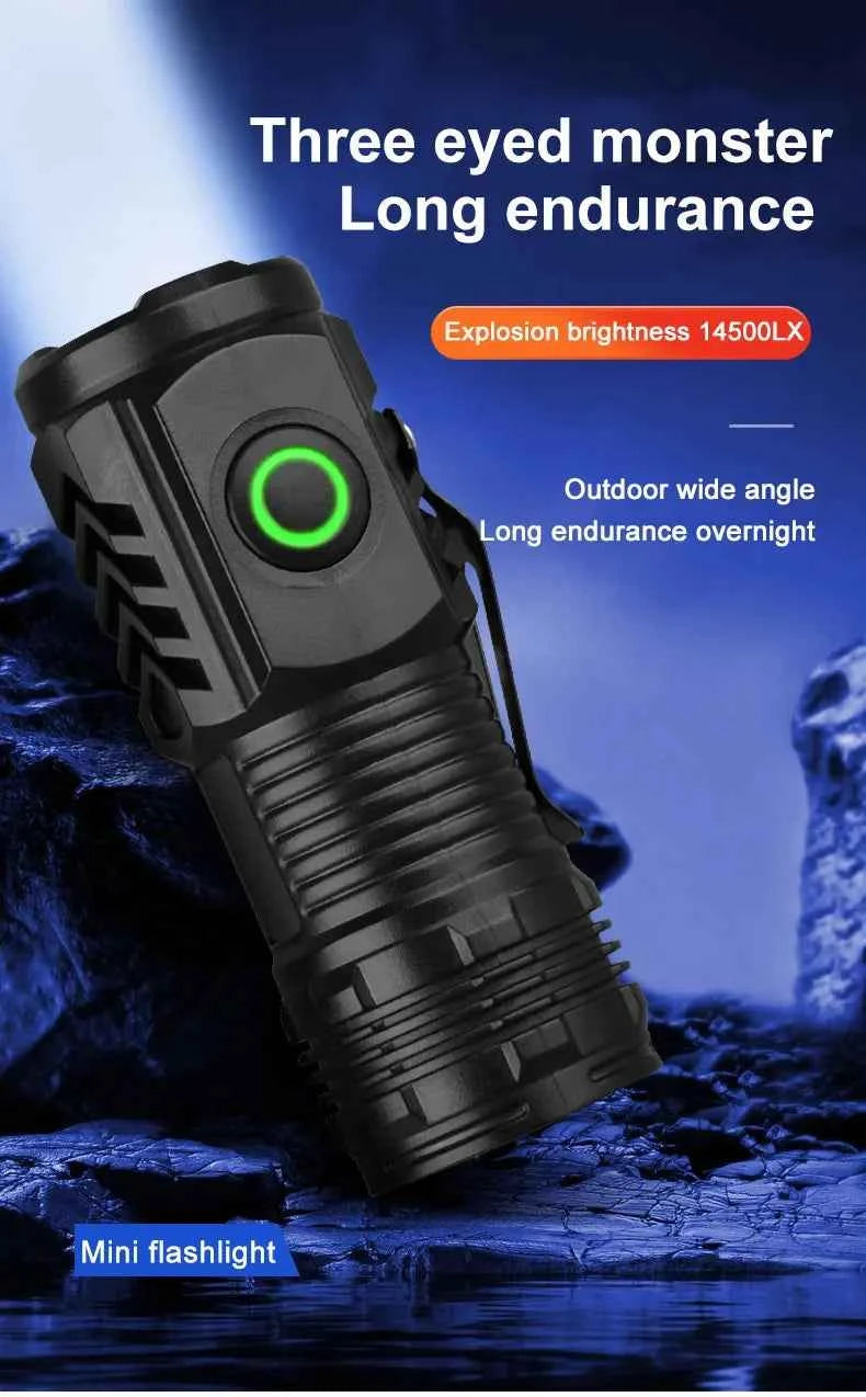 New Ultra Powerful Flashlight 3 Core LED Mini EDC Tactical Torch USB Rechargeable Outdoor Camping Fishing LED Hat Clip Lamp