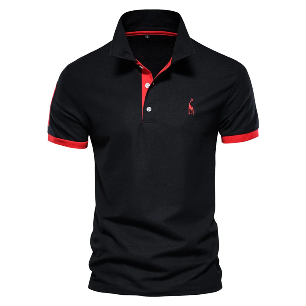Dropshipping Polo Giraffe Hemd Herren Qualität Stickerei Sommer Kurzarm Polo Casual Business Social Herren Poloshirts BR Größe