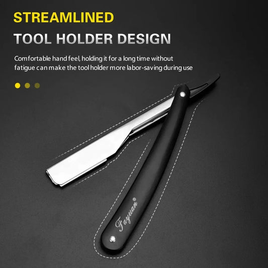 Professional Manual Shaver Straight Edge Stainless Steel Sharp Barber Razor Folding Shaving Beard Cutter with 1/10/20 pcs Blades