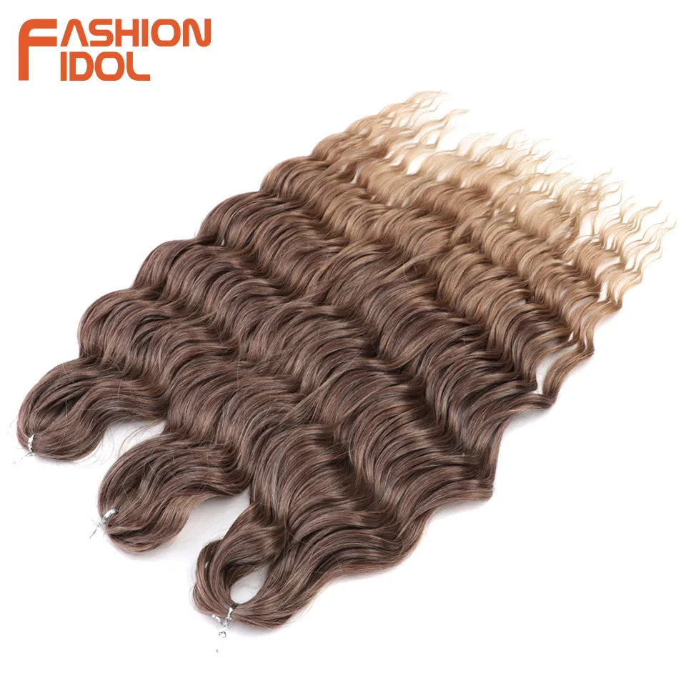 Anna Hair Extensions synthétiques de tresses Loose Deep Wave 24 pouces, cheveux tressés ondulés, cheveux bouclés torsadés au crochet Ombré Blond