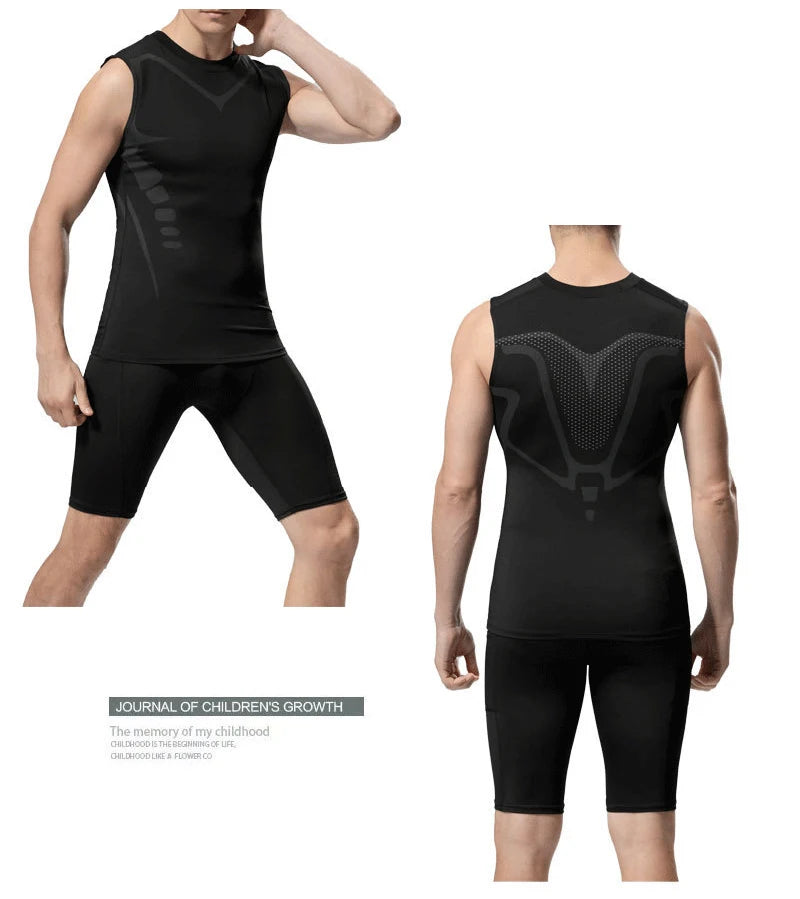 Herren Sci-Fi-bedrucktes schwarzes Tanktop, modisches und lässiges, schnelltrocknendes Herren-T-Shirt, elastisches Sport- und Fitness-Tanktop mit Rundhalsausschnitt
