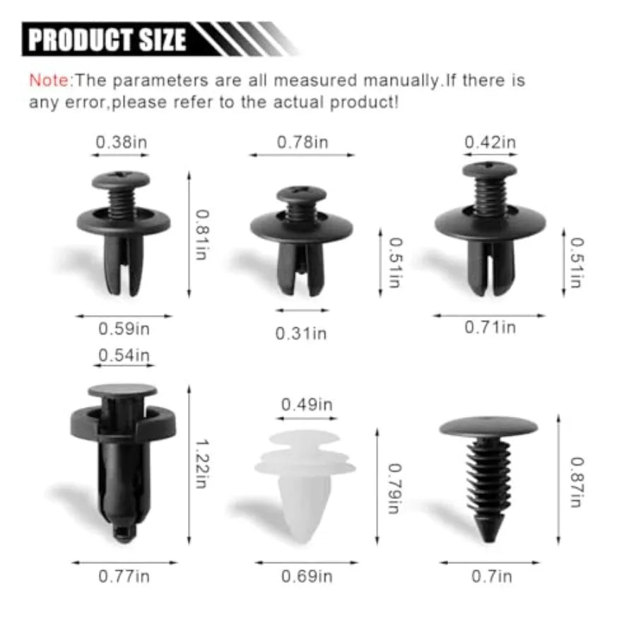 100PCS Plastic Car Body Trim Clips Universal Car Bumper Clips Rivets Fasteners Push Retainer Kit Auto Push Pin Rivets Set with