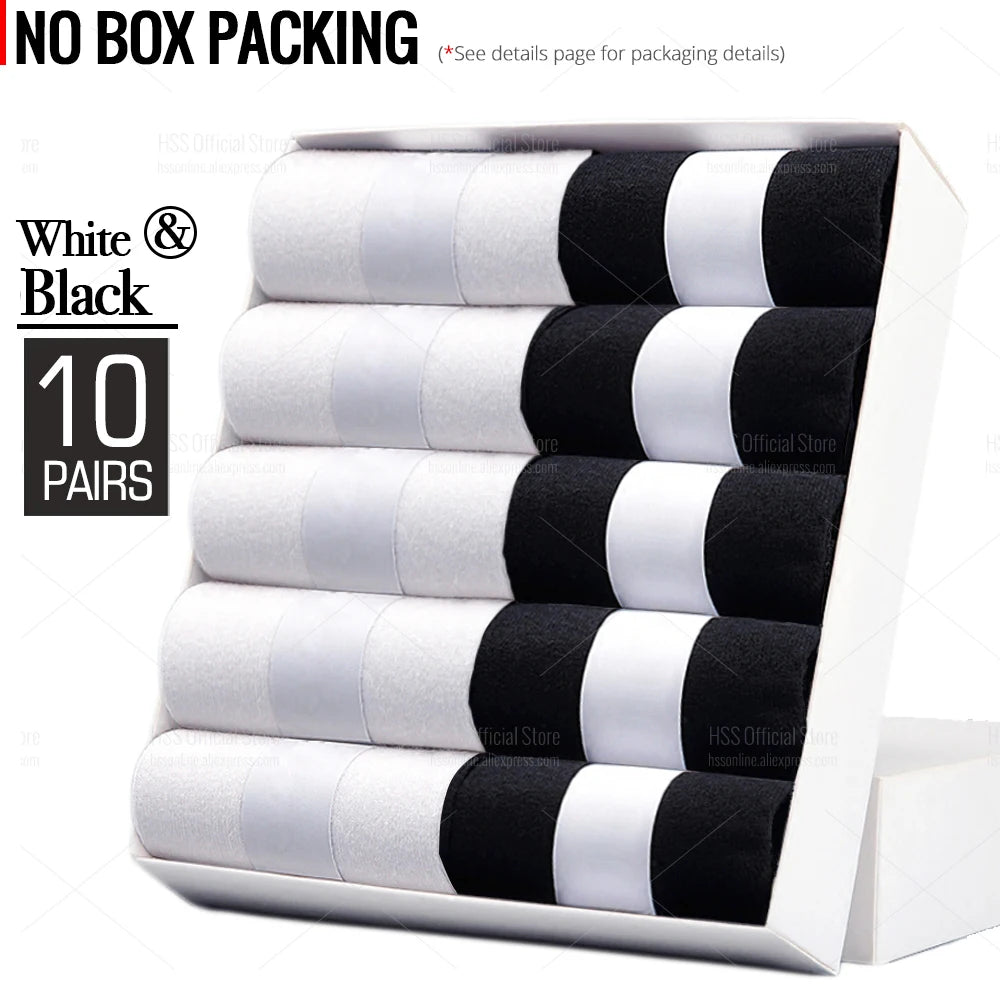 HSS Lot de 5/10 paires de chaussettes en mélange de coton pour hommes, noires, d'affaires, douces, respirantes, pour l'été et l'hiver, grande taille (6.5-14)