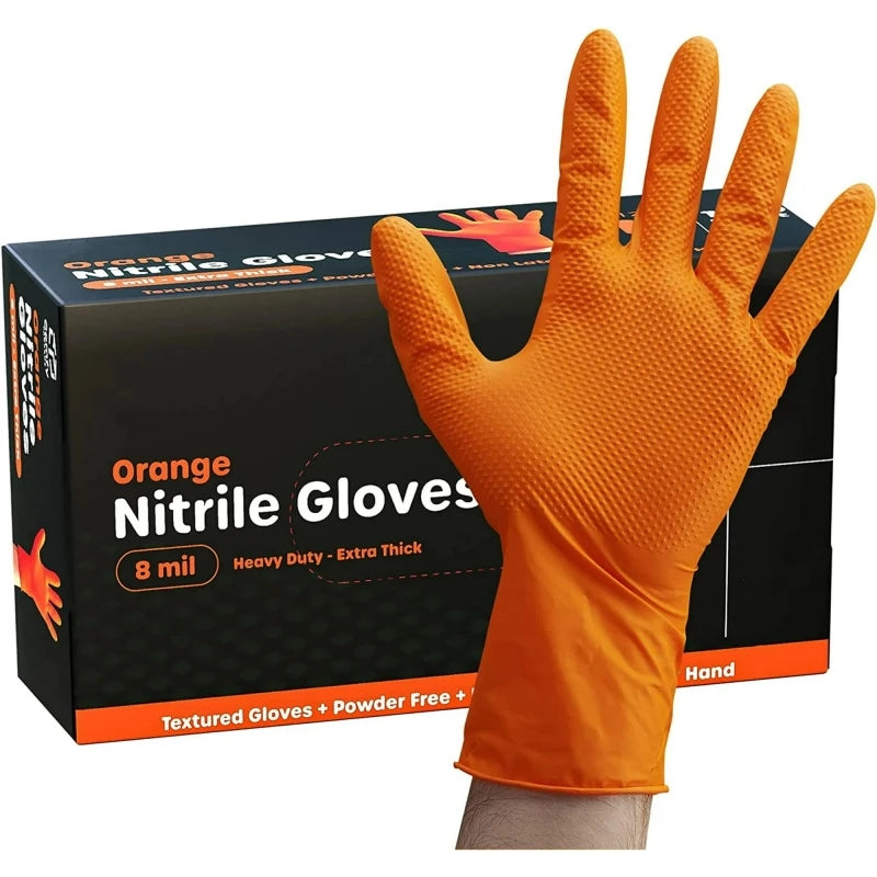 8mil Nitrile Gloves Thick 30/50PCS Industrial Disposable Gloves with Diamond Textured Latex Free Heavy Duty Mechanic Auto Gloves - Shoppiline