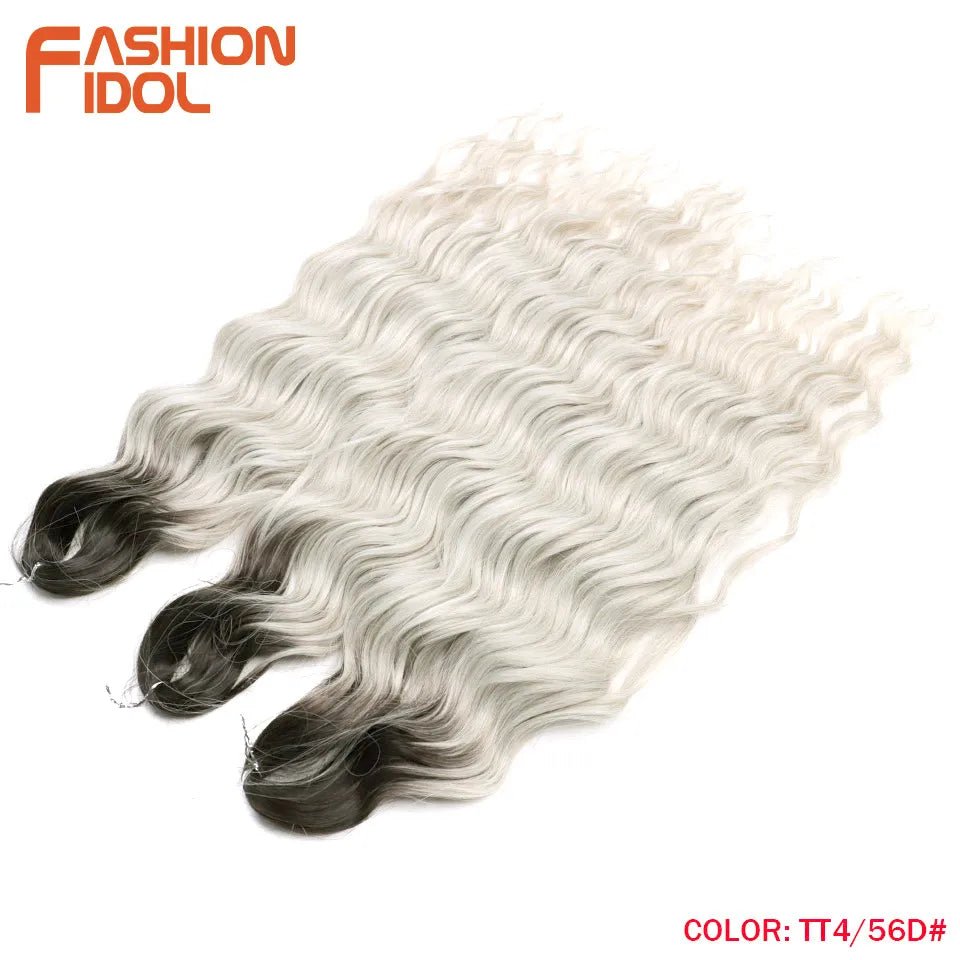 Anna Hair Extensions synthétiques de tresses Loose Deep Wave 24 pouces, cheveux tressés ondulés, cheveux bouclés torsadés au crochet Ombré Blond