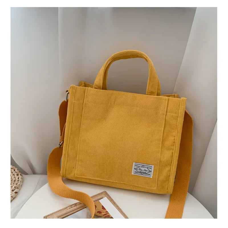 Rilibegan Shoulder Bag For Women New Style Simple Corduroy Portable Large Capacity Bag Ins Fashion Trend Small Square Handbag