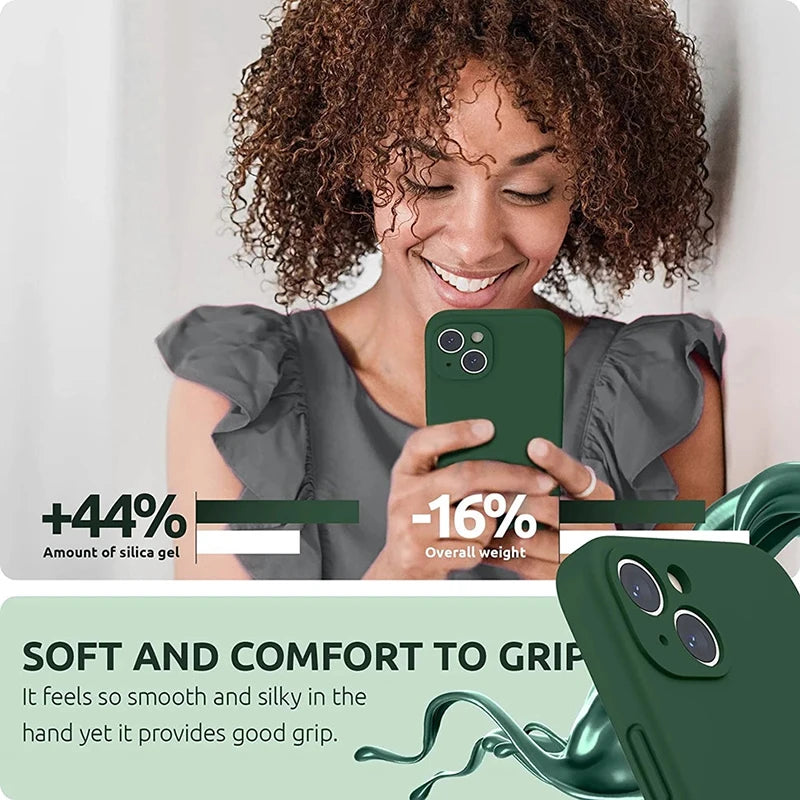 Original Square Liquid Silicone Phone Case For iPhone 11 12 13 14 15 Pro Mini XS Max X XR 15 Plus Lens Protection Cover Coque