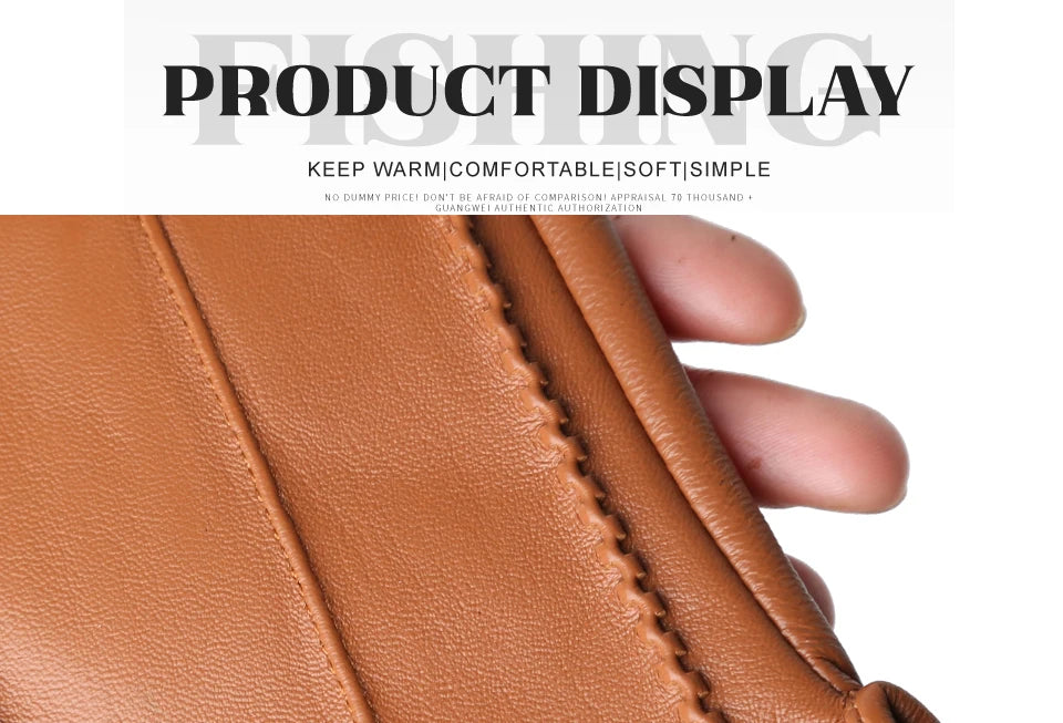 Women's sheepskin gloves winter warm plus velvet short thin touch screen driving color women's leather gloves good quality -2226