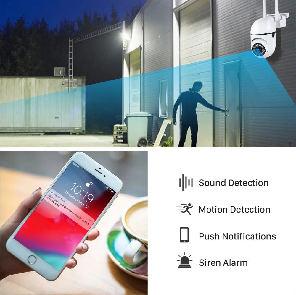 3MP WiFi Camera Home PTZ IP Camera Auto Tracking Security CCTV Camera Color Night Audio Wireless Surveillance Camera - Shoppiline