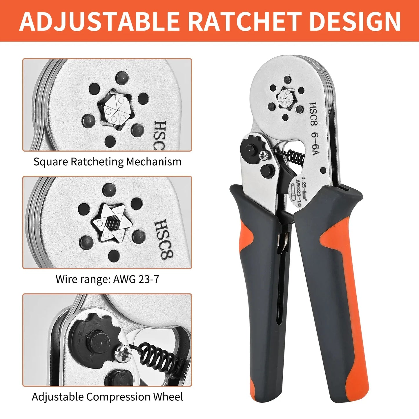 Crimping Tools Mini Electrical Pliers HSC8 6-4/6-6(0.25-10mm²/0.25-6mm²) Wire Connection Ferrule Sleeves Terminal Repair Clamp - Shoppiline