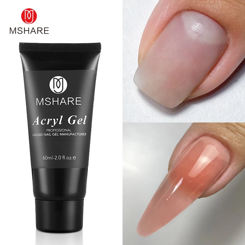 MSHARE Poly Nails Acryl Gel 60ml Builder UV Led Acrylgel Nagelverlängerungen Acryl Rosa Weiß Klar Acrylat HEMA TPO-freies Gel