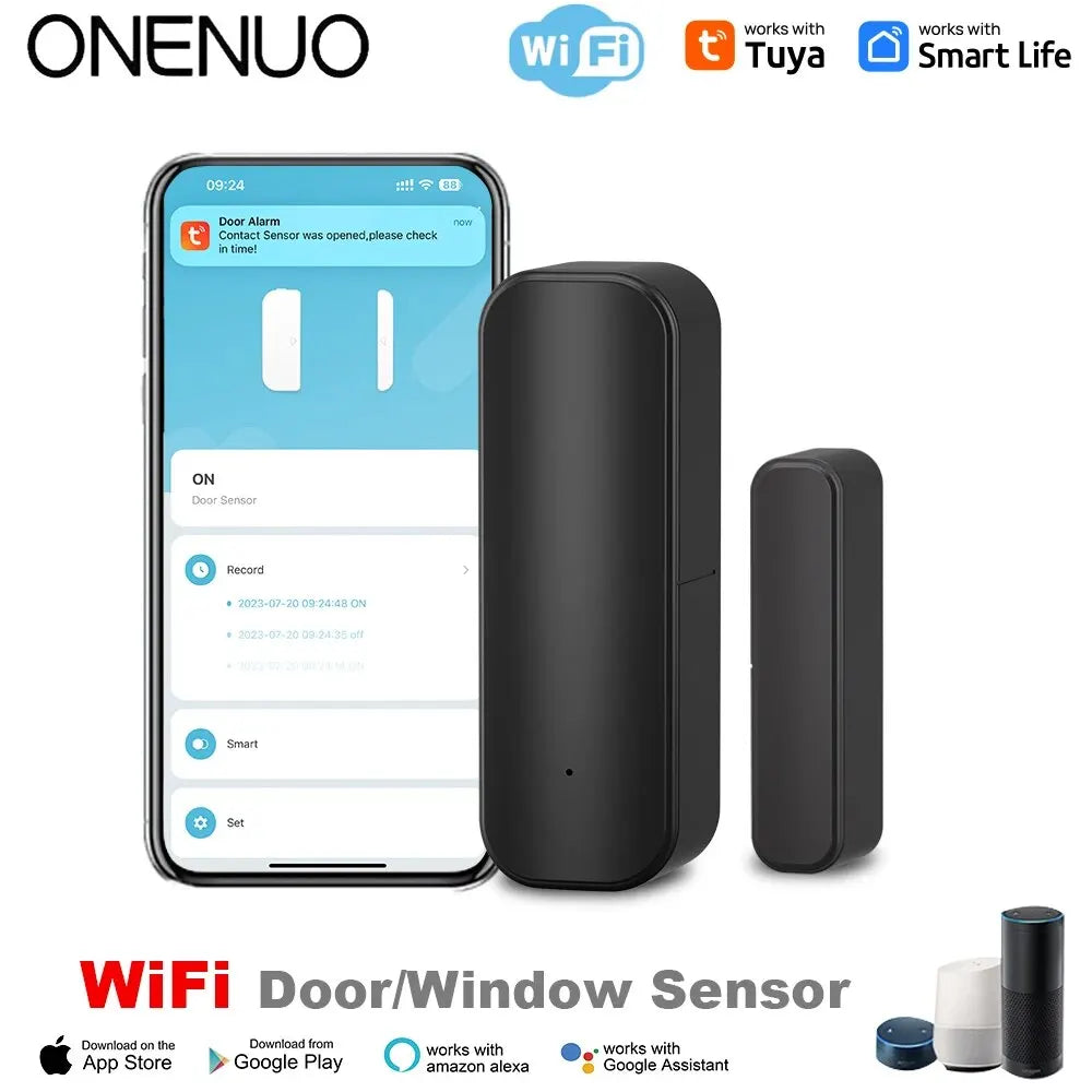 Tuya WiFi/ZigBee Door Window Sensor Smart Home Wireless Door Open Close Detectors APP Remote Alarm Work with Alexa Google Home