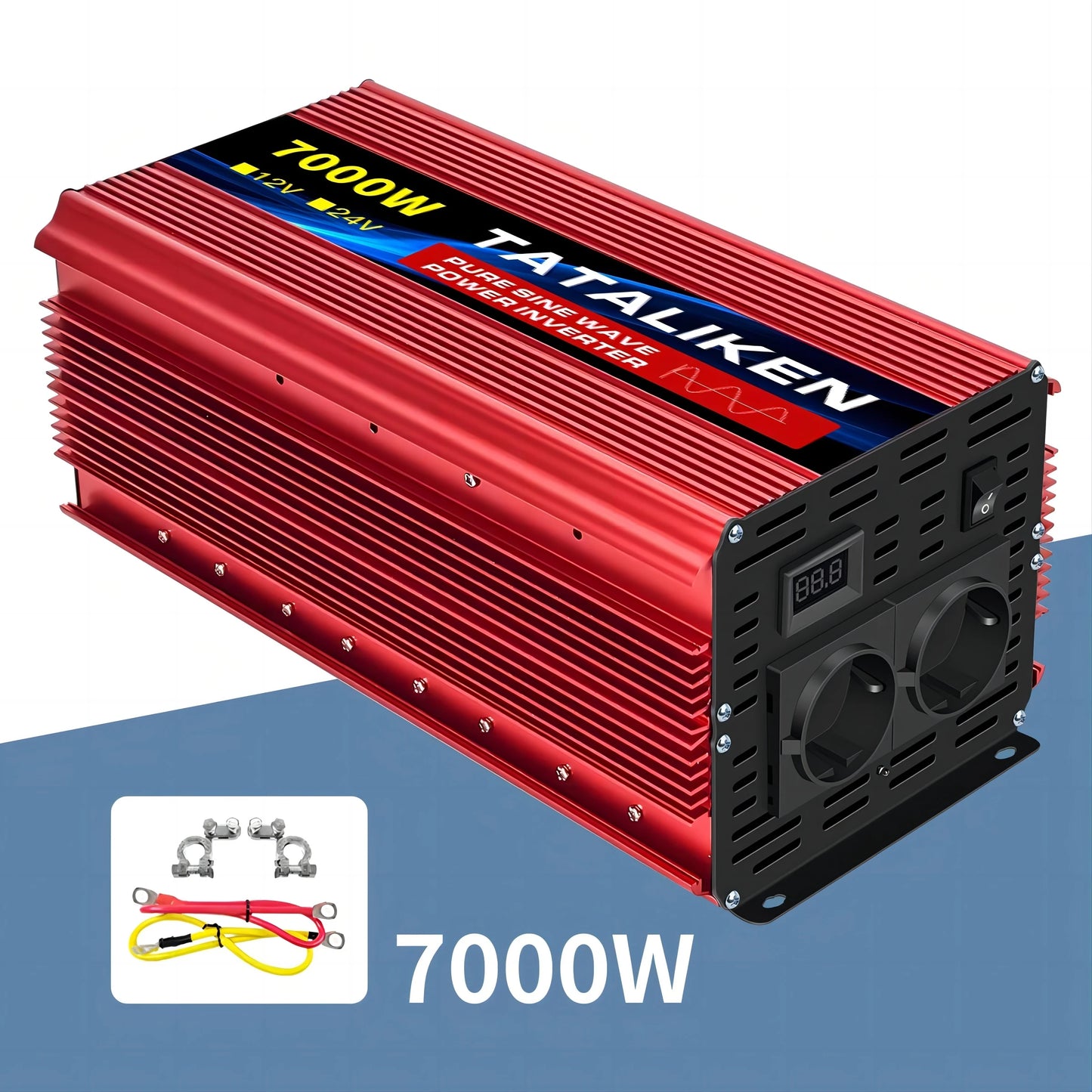 Inverter Pure Sine Wave  2500W/3500W/4500W/5000WDC 12V/24V to AC 220V 230V Voltage Transfer Converter Charging Adapter EU Socket - Shoppiline