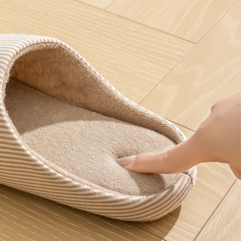 Unisex Home Slippers Soft Fur Slippers Warm Indoor Flat Slides Nonslip Couples Shoes Bedroom Light Slience Flats Autumn&Spring