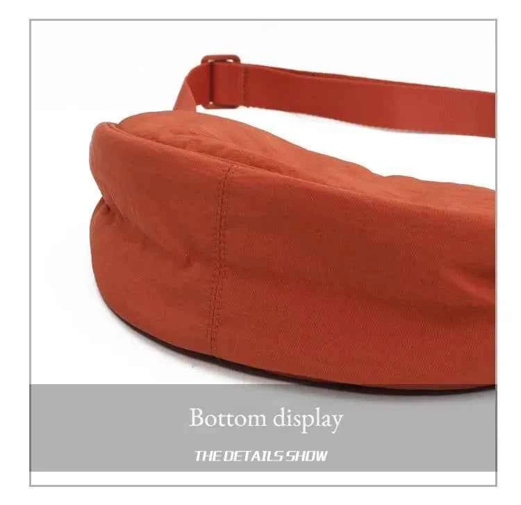 Men and Women Solid Color Chest Bag for Large Capacity Travel Crossbody Female Half Moon Bag Daily Cotton Filled Shoulder Bag