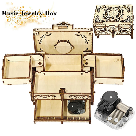 Build Your Own Music Jewelry Box 3D Wooden Puzzle Model Kit - An interesting and educational DIY gift, Christmas gift, holiday g