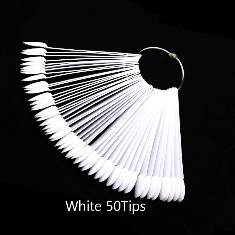 False Nail Tips fan Nature Clear Black 12/24/32/50 pcs/set Finger Full Card Nail Art Display Practice Polish all for Manicure