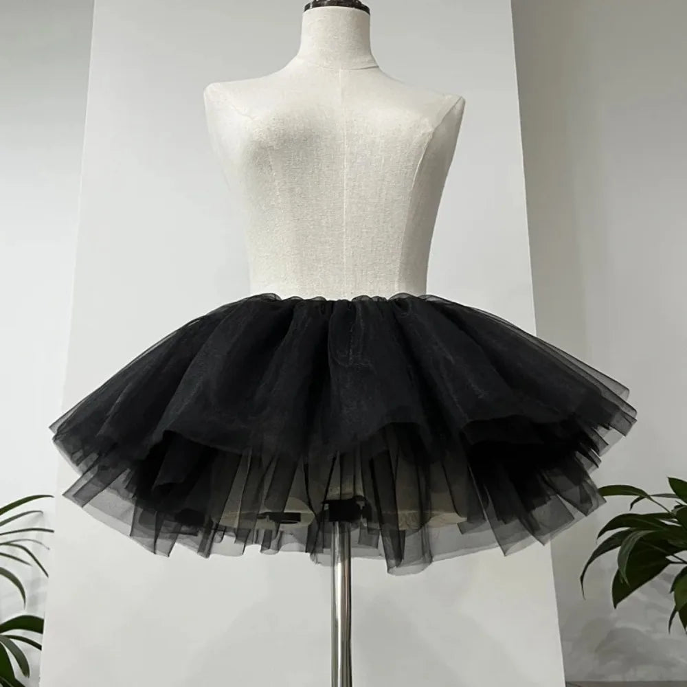 Convenient White Black Puffy Tulle Lolita Underskirt Women Cosplay Ballgown Kids Bridal Boneless Petticoats Tutu Dress