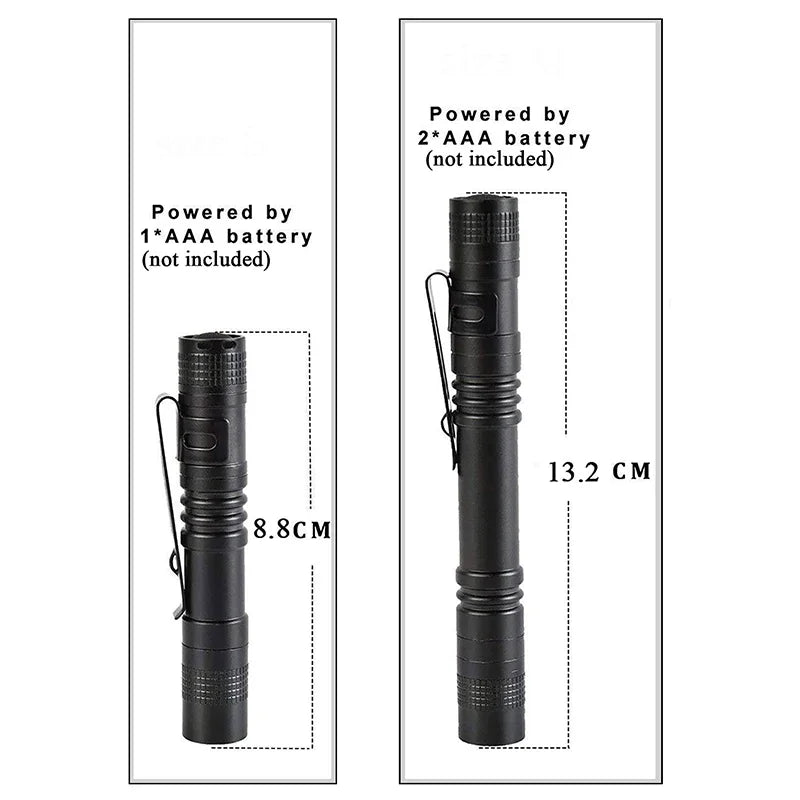 Ultra Bright Mini Portable LED Pen Light High Lumens Pocket Flashlight Handheld Torch for Camping Outdoor Emergency Use