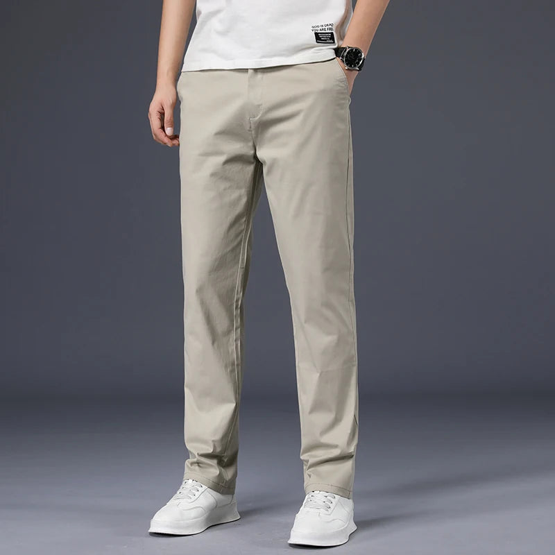 Mens Pants Cotton Casual  Stretch male trousers man long Straight High Quality 4 color Plus size pant suit  42 44 46 - Shoppiline