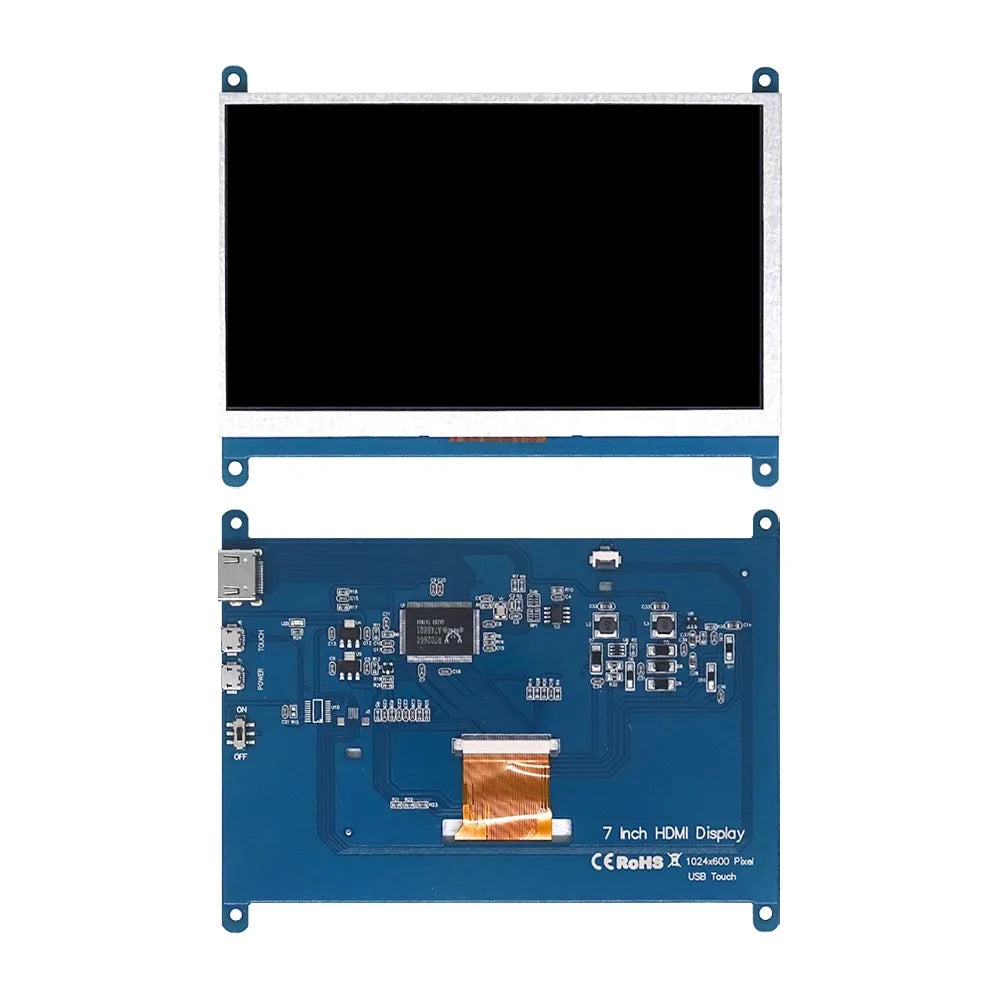 7 Inch Raspberry Pi 4/3/2/B/B+/A+ Monitor 1024x600 IPS 5-Points Capacitive Touchscreen Drive Free HDMI Display For Win 7/8/10 - Shoppiline