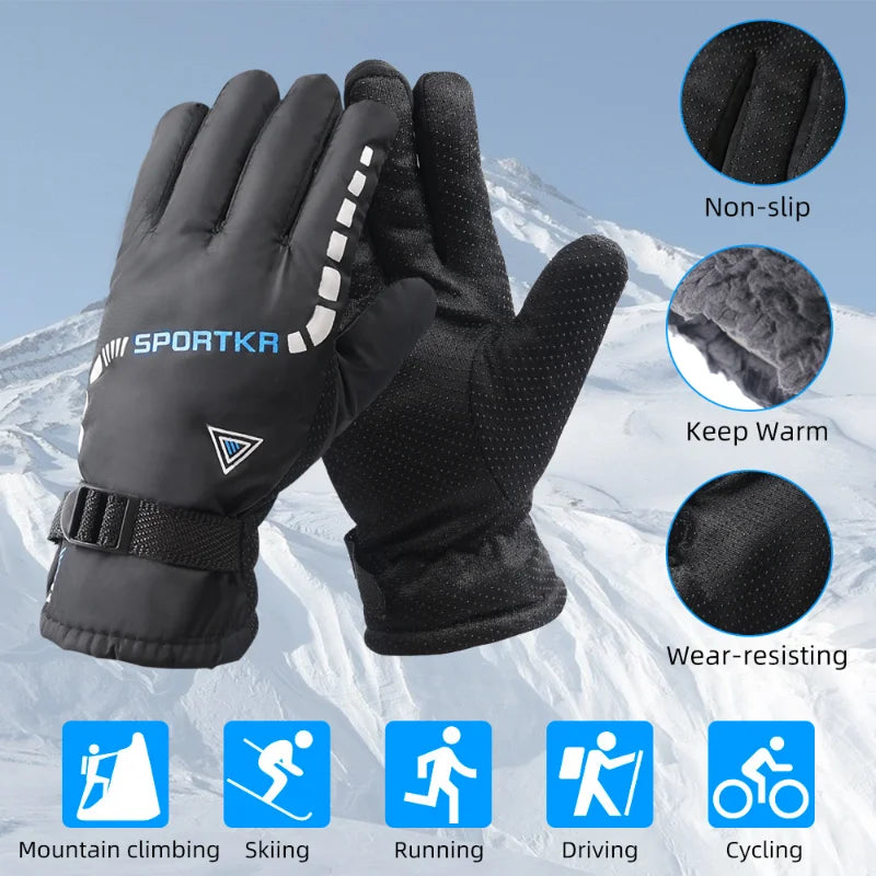 Winter Thermal Waterproof Cycling Gloves Men Women Warm Unisex Skiing Riding Motorcycle Hiking Sport Mittens