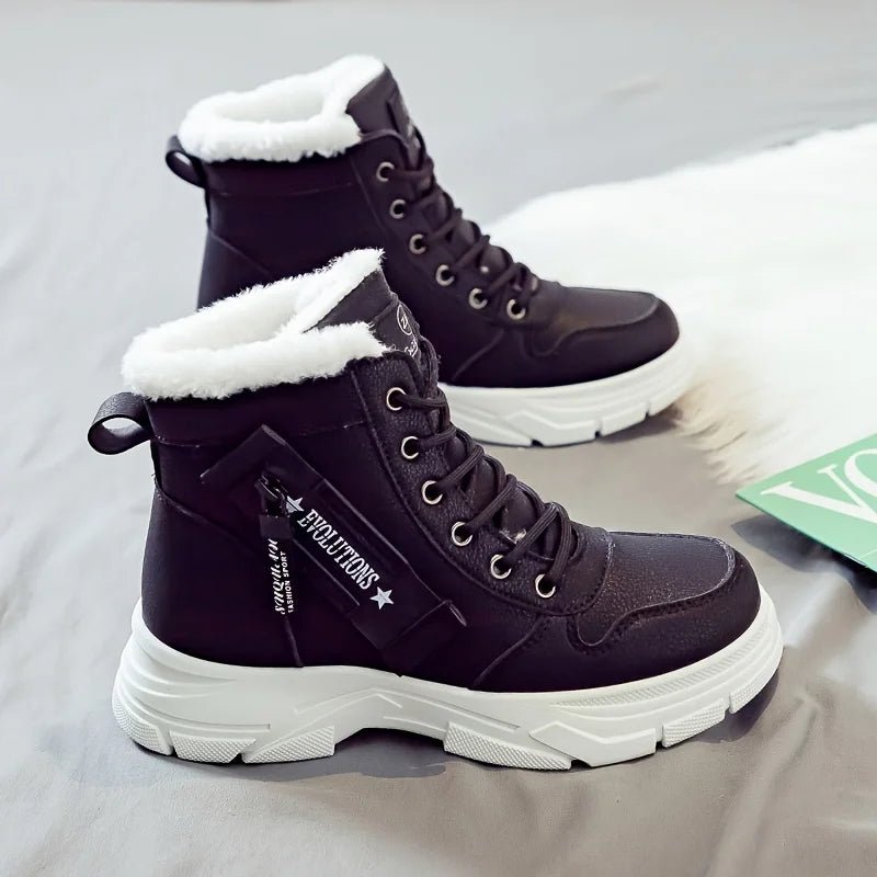 Bottines pour femme, bottes courtes, bottes d'hiver avec doublure épaisse et isolation, élégantes et polyvalentes, bottes d'hiver à semelle épaisse