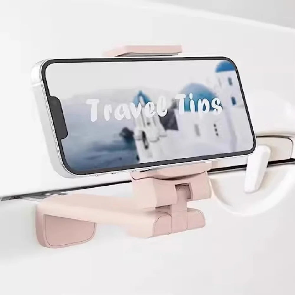 Portable Foldable Airplane Phone Stand Adjustable Rotatable Travel Holder, Multifunctional Flight Train Desk Seat Selfie Support